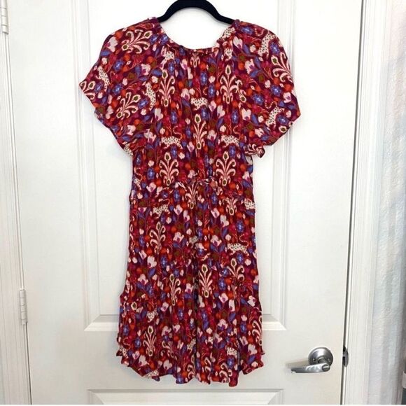 Anthropologie Robin Tiered Paisley Dress Women XS Mini V-Neck Boho Hippie Indie - Picture 3 of 16